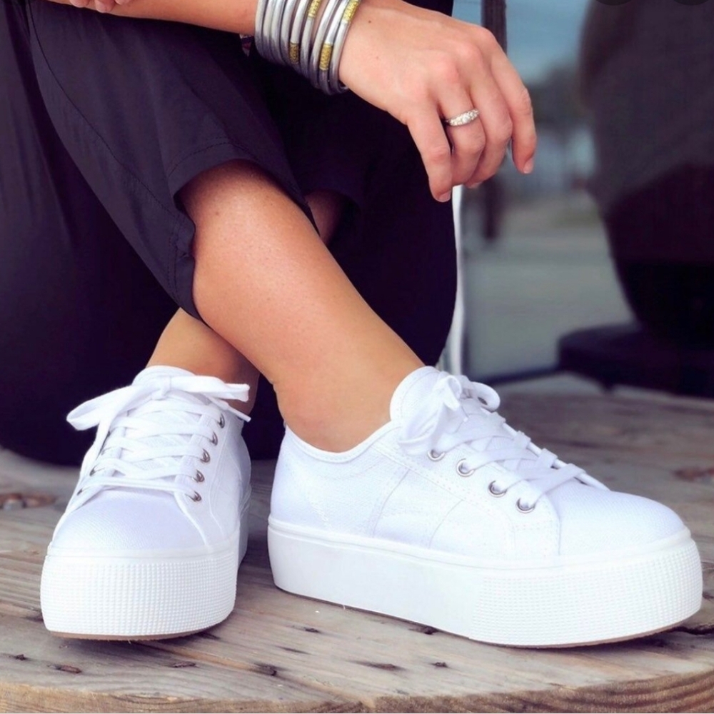 Steve Madden White Emmi Platform Canvas Shoes